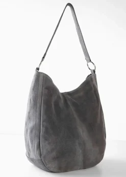 Damen bonprix Taschen|Veloursledertasche mit dekorativem Zusatzriemen