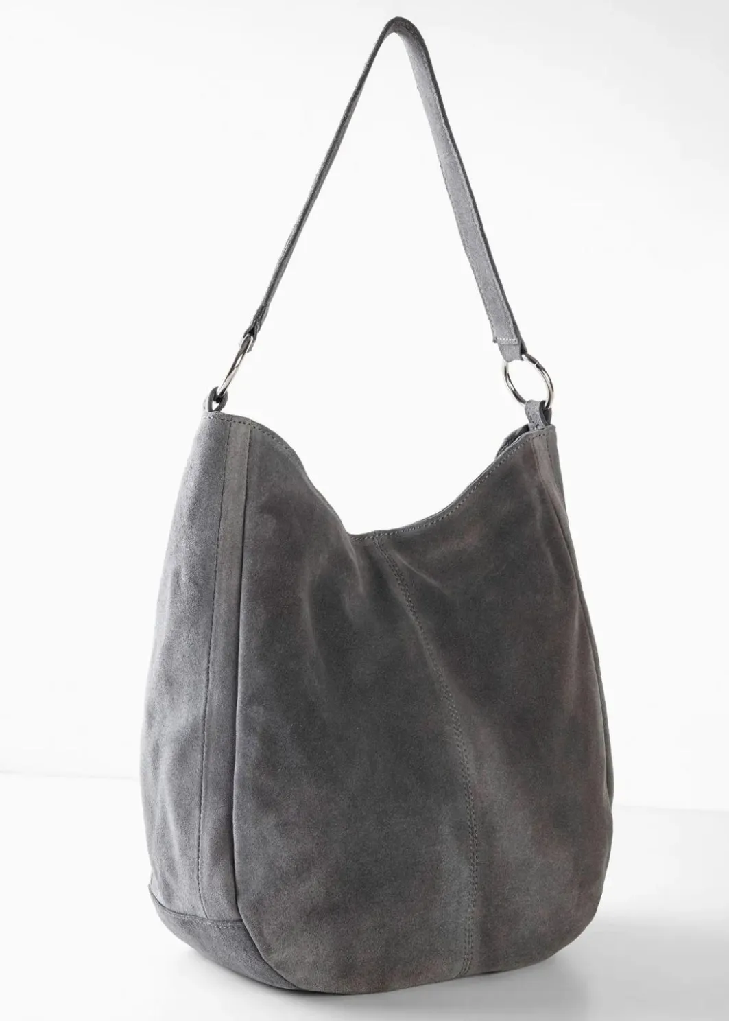 Damen bonprix Taschen|Veloursledertasche mit dekorativem Zusatzriemen