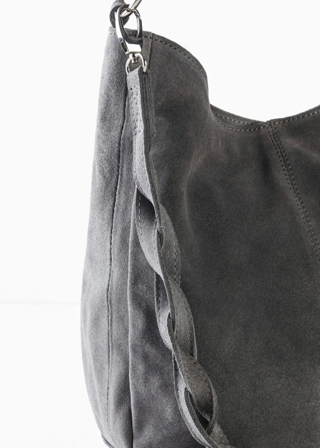 Damen bonprix Taschen|Veloursledertasche mit dekorativem Zusatzriemen