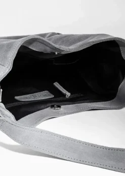 Damen bonprix Taschen|Veloursledertasche mit dekorativem Zusatzriemen