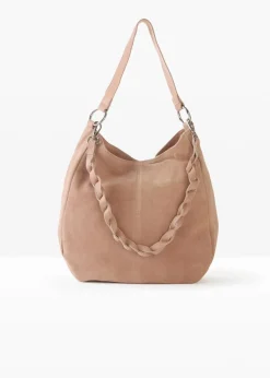 Discount Veloursledertasche mit dekorativem Zusatzriemen Damen Taschen
