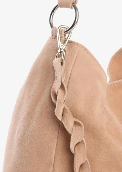 Discount Veloursledertasche mit dekorativem Zusatzriemen Damen Taschen