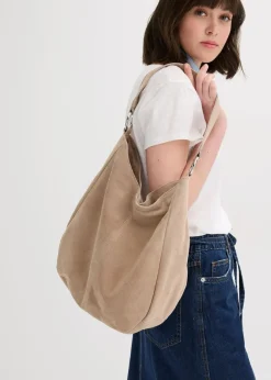 Discount Veloursledertasche mit dekorativem Zusatzriemen Damen Taschen
