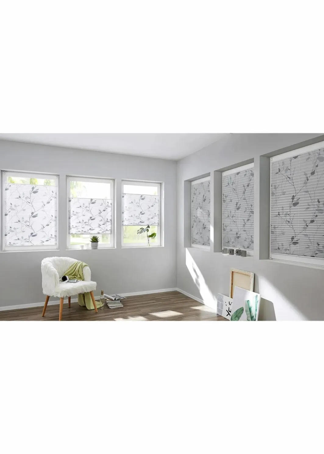 bonprix Fensterverdunkelung|Fensterverdunkelung|Verdunkelungsplissee mit Blumenranken