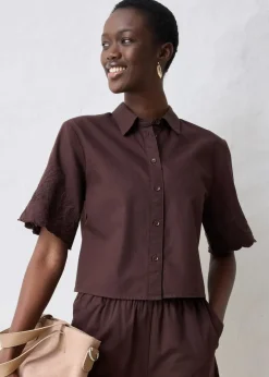 Damen bonprix Bekleidung·Jacken & Mäntel|Premium|verkürzte Hemdbluse mit Seidenanteil