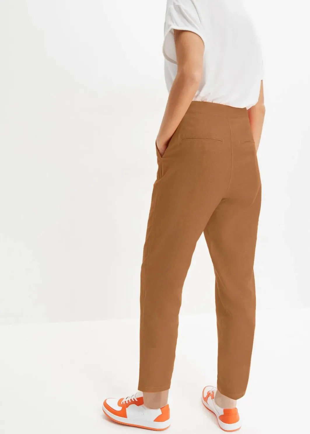 Sale Verkürzte High-Waist-Hose aus Leinen-Viskose-Mix Damen Nachhaltigere Materialien|Hosen