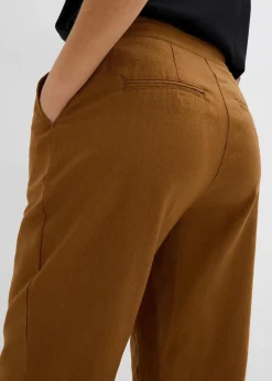 Sale Verkürzte High-Waist-Hose aus Leinen-Viskose-Mix Damen Nachhaltigere Materialien|Hosen