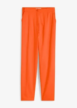 Online Verkürzte High-Waist-Hose aus Leinen-Viskose-Mix Damen Bekleidung·Kleider|Hosen