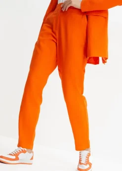 Online Verkürzte High-Waist-Hose aus Leinen-Viskose-Mix Damen Bekleidung·Kleider|Hosen