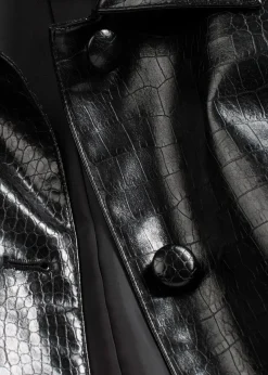 Verkürzte Lederimitat-Jacke mit glossy Krokoprägung Damen Jacken & Mäntel