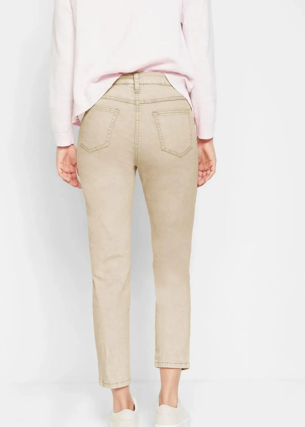 Damen bonprix Bekleidung·Kleider|Hosen|Verkürzte Twill-Hose im Used-Look