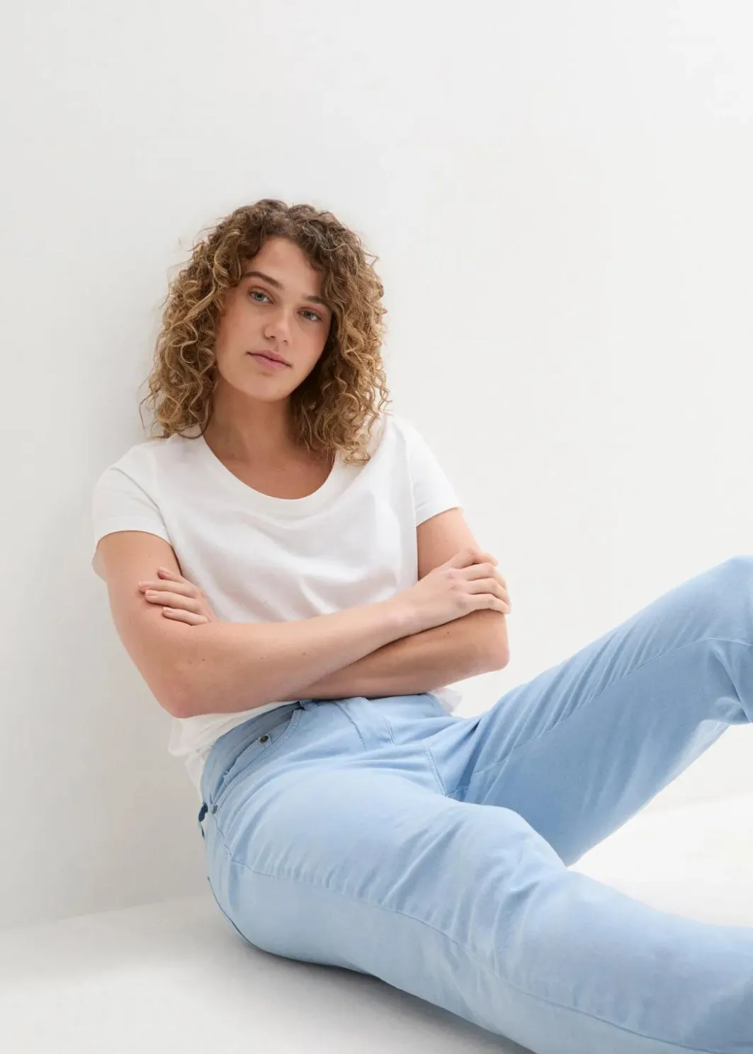 Damen bonprix Hosen|Bekleidung·Kleider|Verkürzte Twill-Hose im Used-Look