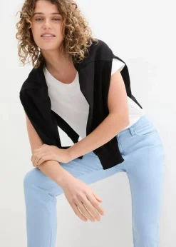 Damen bonprix Hosen|Bekleidung·Kleider|Verkürzte Twill-Hose im Used-Look