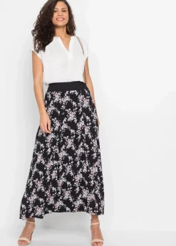 Damen bonprix Kurzgrößen|Bekleidung·Sportbekleidung|Viskose Maxirock