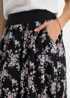 Damen bonprix Kurzgrößen|Bekleidung·Sportbekleidung|Viskose Maxirock