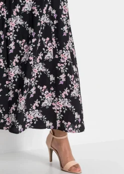 Damen bonprix Kurzgrößen|Bekleidung·Sportbekleidung|Viskose Maxirock