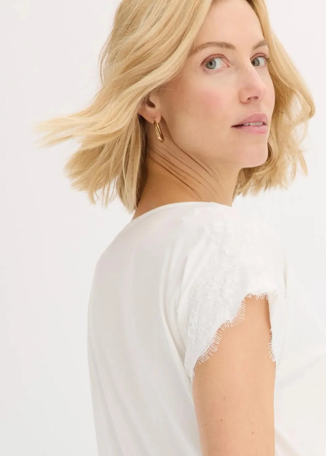 Damen bonprix Shirts & Tops|Viskose Shirt mit Spitze