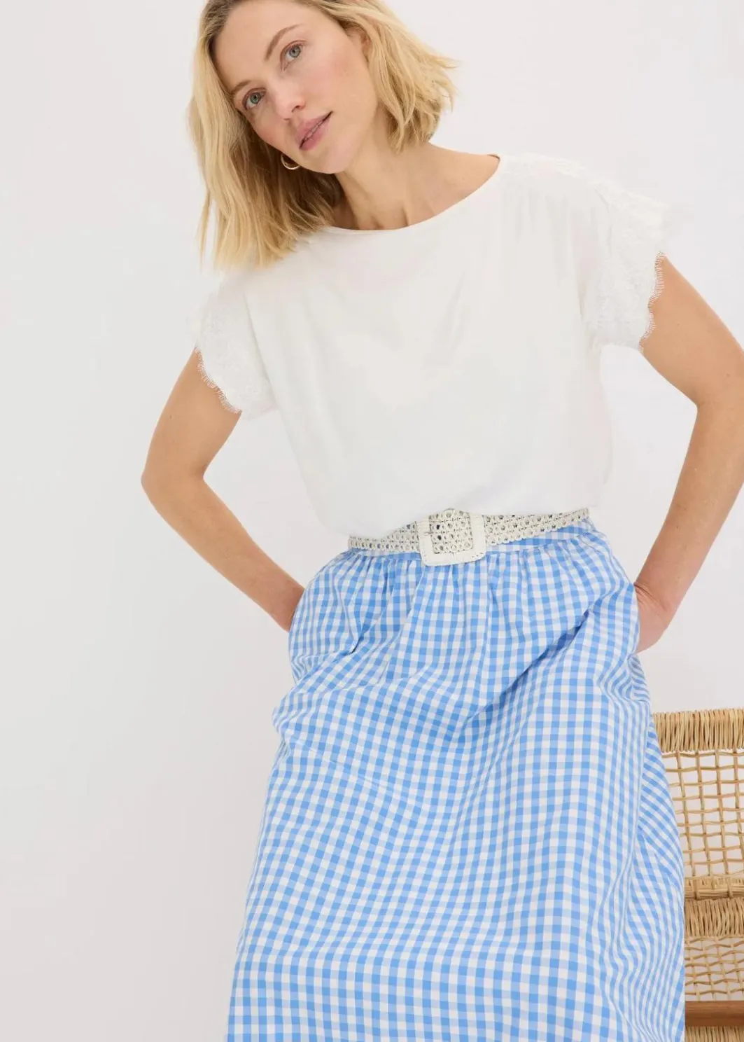 Damen bonprix Shirts & Tops|Viskose Shirt mit Spitze