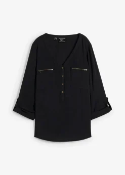 Clearance Viskose-Bluse mit V-Ausschnitt, langarm Damen Bekleidung·Jacken & Mäntel|Blusen & Tuniken