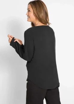 Clearance Viskose-Bluse mit V-Ausschnitt, langarm Damen Bekleidung·Jacken & Mäntel|Blusen & Tuniken