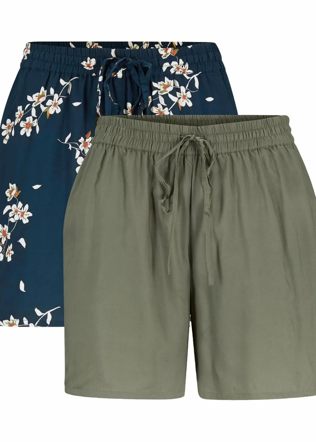 Damen bonprix Bekleidung·Outdoorbekleidung|Bekleidung·Kleider|Viskose-Shorts mit Bindegürtel (2er Pack)