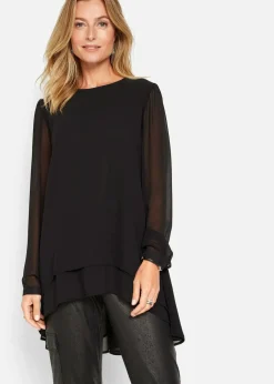Clearance Vokuhila Long-Tunika Damen Bekleidung·Jacken & Mäntel|Blusen & Tuniken
