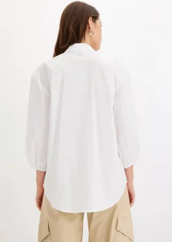 Online Vokuhila-Bluse aus Baumwoll-Mix Damen Bekleidung·Jacken & Mäntel|Blusen & Tuniken
