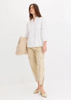 Online Vokuhila-Bluse aus Baumwoll-Mix Damen Bekleidung·Jacken & Mäntel|Blusen & Tuniken
