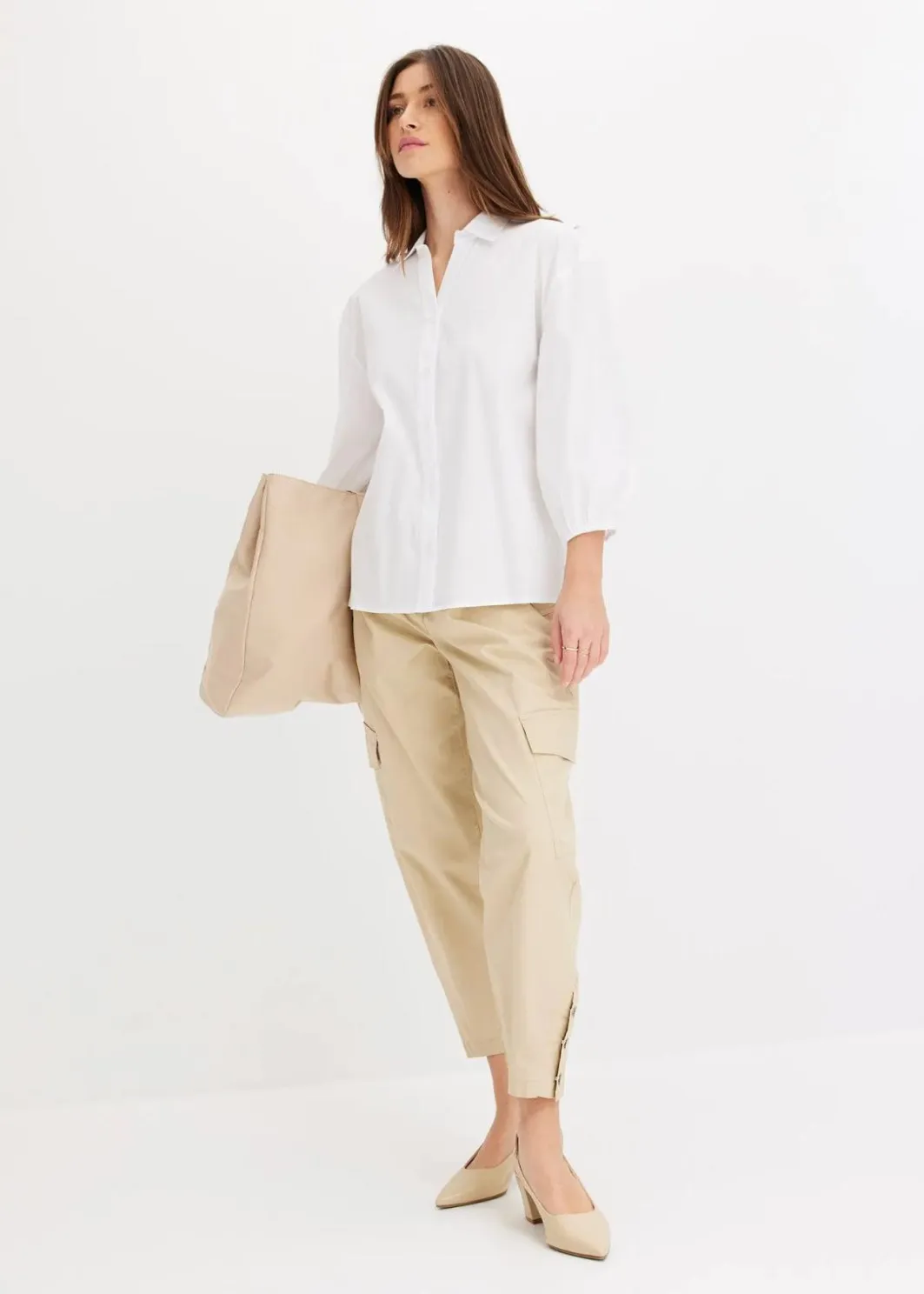 Online Vokuhila-Bluse aus Baumwoll-Mix Damen Bekleidung·Jacken & Mäntel|Blusen & Tuniken