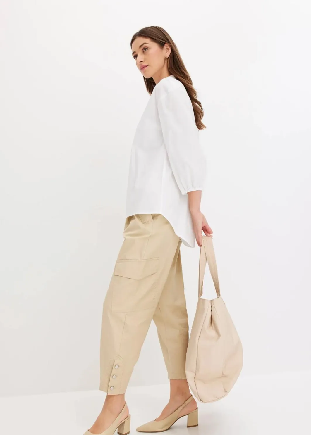 Online Vokuhila-Bluse aus Baumwoll-Mix Damen Bekleidung·Jacken & Mäntel|Blusen & Tuniken