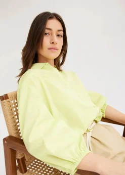 Sale Vokuhila-Bluse aus Baumwoll-Mix Damen Blusen & Tuniken|Bekleidung·Jacken & Mäntel