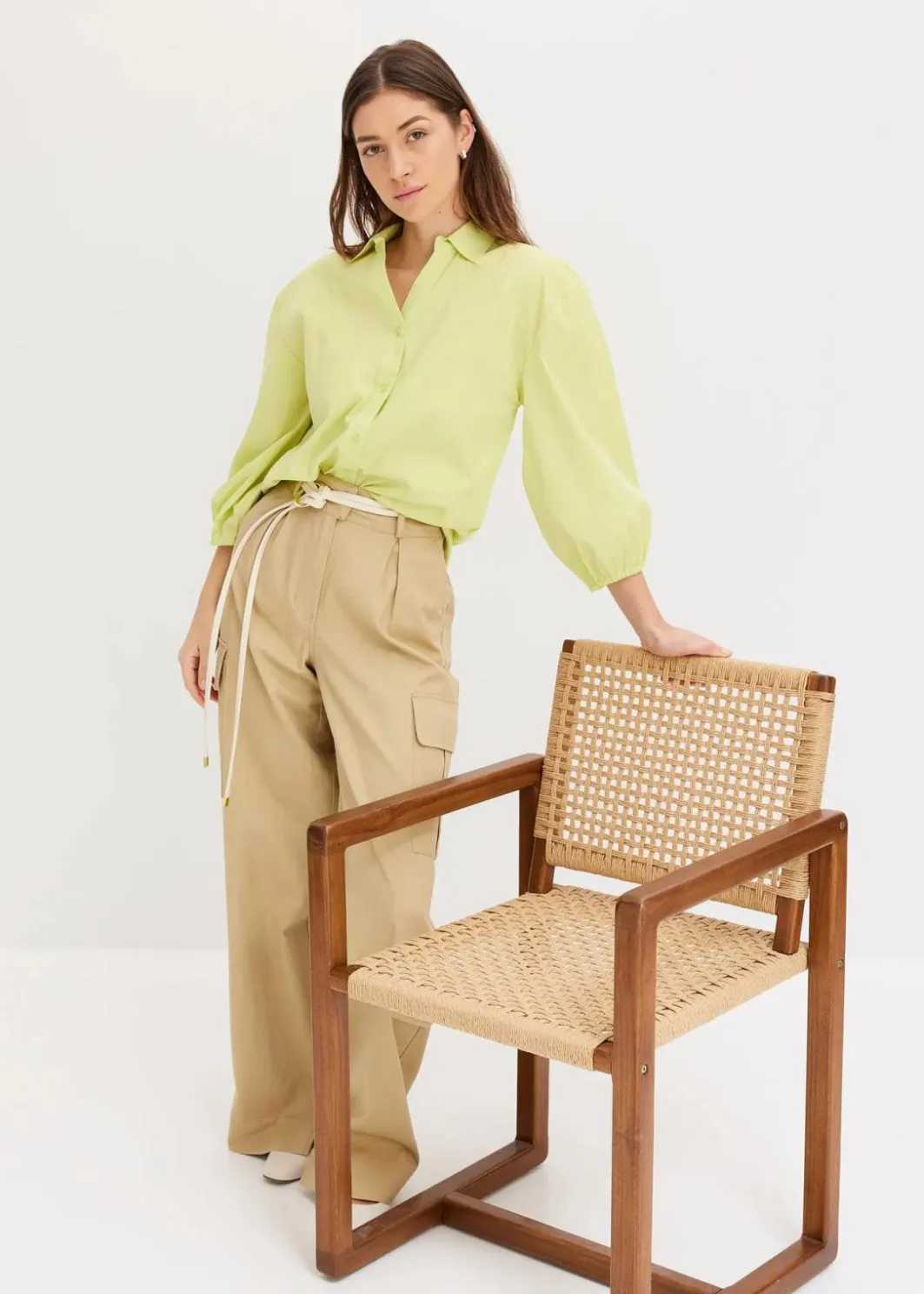 Sale Vokuhila-Bluse aus Baumwoll-Mix Damen Blusen & Tuniken|Bekleidung·Jacken & Mäntel