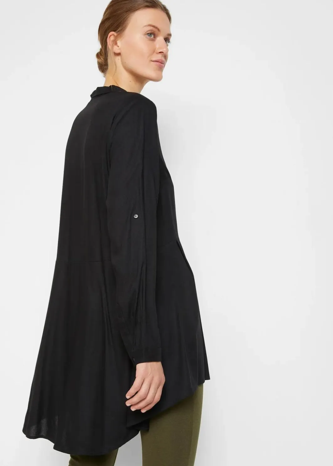 Vokuhila-Bluse aus reiner Viskose Damen Bekleidung·Jacken & Mäntel|Blusen & Tuniken