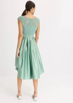 Best Vokuhila-Kleid aus glänzendem Satin mit Spitze Damen Bekleidung·Pullover & Strickjacken|Festliche Mode