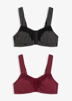 Discount Vorderverschluss-BH ohne Bügel mit Bio-Baumwolle (2er Pack) Damen Große Cups D-H|Bhs