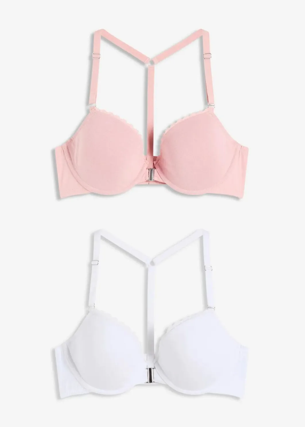Damen bonprix Bhs|Baumwollunterwäsche|Vorderverschluss-Schalen BH mit Bügel mit Baumwolle (2er Pack)