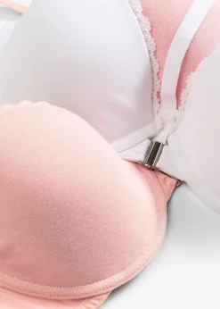 Damen bonprix Bhs|Baumwollunterwäsche|Vorderverschluss-Schalen BH mit Bügel mit Baumwolle (2er Pack)