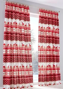 bonprix Vorhänge|Weihnachtsdeko & -Textilien·Gardinen|Vorhang mit Elch Druck(1er Pack)