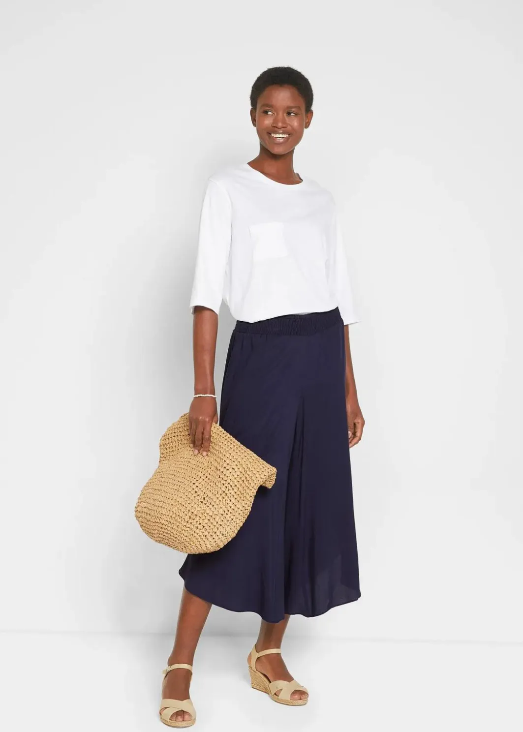 Damen bonprix Nachhaltigere Materialien|Hosen|Wadenlange Culotte aus nachhaltiger Viskose