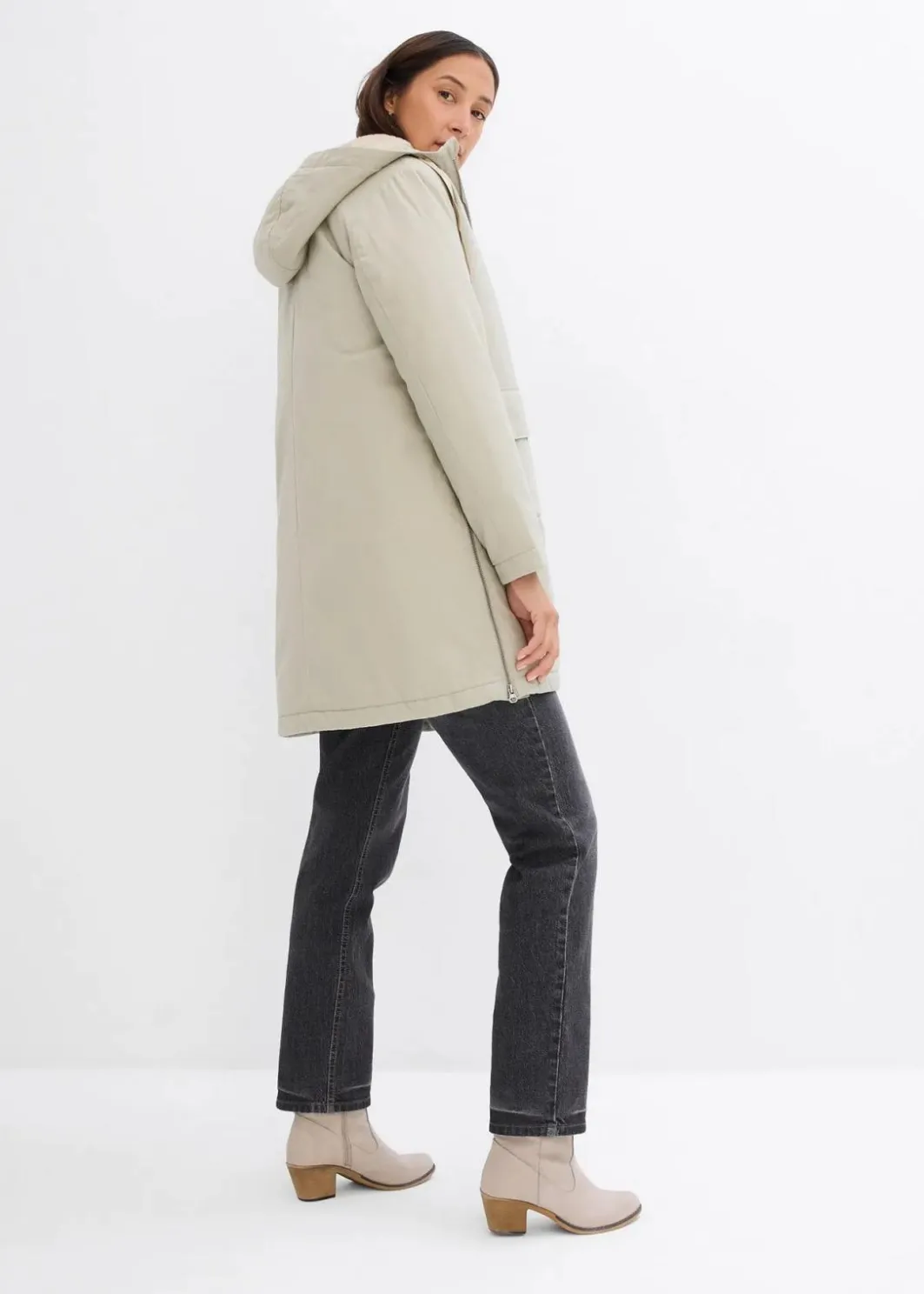 Damen bonprix Jacken & Mäntel|Bekleidung·Hosen|warm wattierter Winterparka mit Teddyfutter in Kapuze