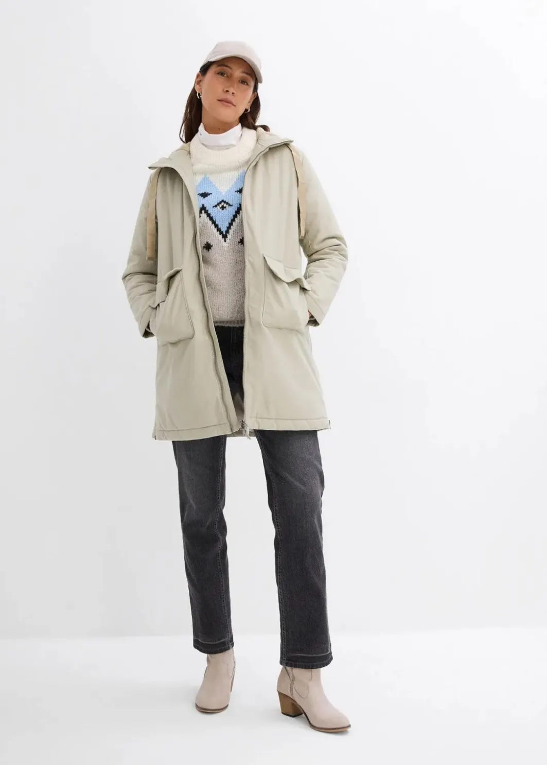 Damen bonprix Jacken & Mäntel|Bekleidung·Hosen|warm wattierter Winterparka mit Teddyfutter in Kapuze