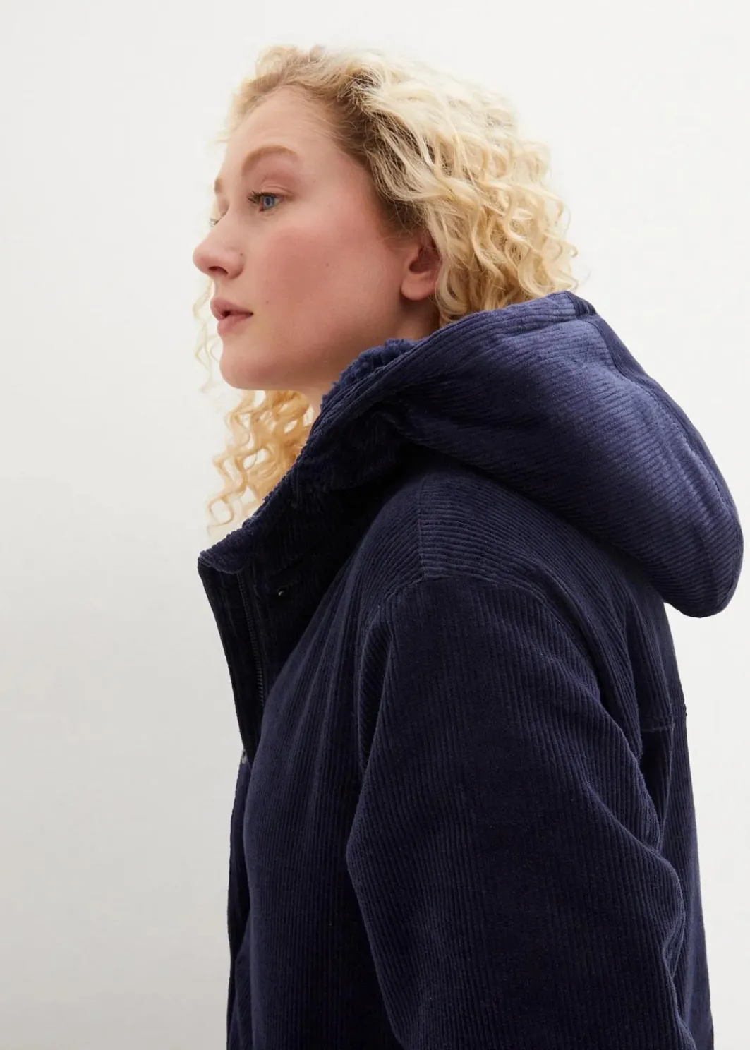 Damen bonprix Jacken & Mäntel|Bekleidung·Hosen|Warmer Cord-Parka mit Teddy-Futter in der Kapuze, in A-Linie