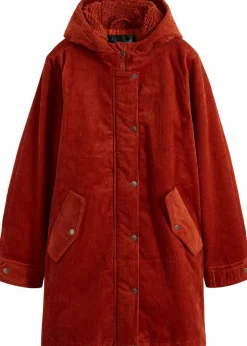 Outlet Warmer Cord-Parka mit Teddy-Futter in der Kapuze, in A-Linie Damen Bekleidung·Hosen|Jacken & Mäntel