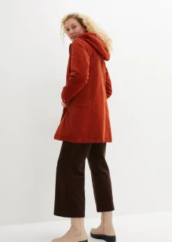 Outlet Warmer Cord-Parka mit Teddy-Futter in der Kapuze, in A-Linie Damen Bekleidung·Hosen|Jacken & Mäntel