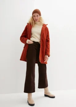 Outlet Warmer Cord-Parka mit Teddy-Futter in der Kapuze, in A-Linie Damen Bekleidung·Hosen|Jacken & Mäntel