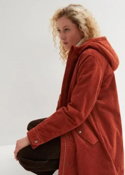 Outlet Warmer Cord-Parka mit Teddy-Futter in der Kapuze, in A-Linie Damen Bekleidung·Hosen|Jacken & Mäntel