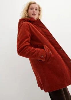 Outlet Warmer Cord-Parka mit Teddy-Futter in der Kapuze, in A-Linie Damen Bekleidung·Hosen|Jacken & Mäntel