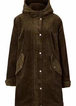 Discount Warmer Cord-Parka mit Teddy-Futter in der Kapuze, in A-Linie Damen Jacken & Mäntel|Bekleidung·Hosen