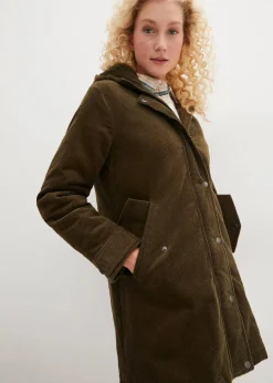 Discount Warmer Cord-Parka mit Teddy-Futter in der Kapuze, in A-Linie Damen Jacken & Mäntel|Bekleidung·Hosen