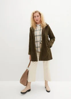 Discount Warmer Cord-Parka mit Teddy-Futter in der Kapuze, in A-Linie Damen Jacken & Mäntel|Bekleidung·Hosen